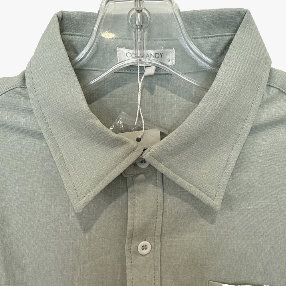 NWT Men's Coofandy Short Sleeve Shirt Size Small‎ Button Down Pocket Linen Blend